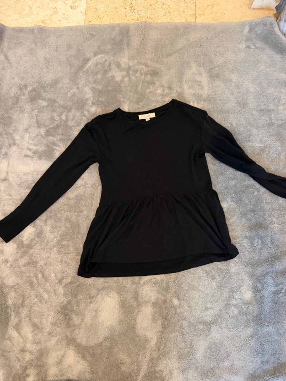 Loft Black Long-Sleeve Peplum Top - Women